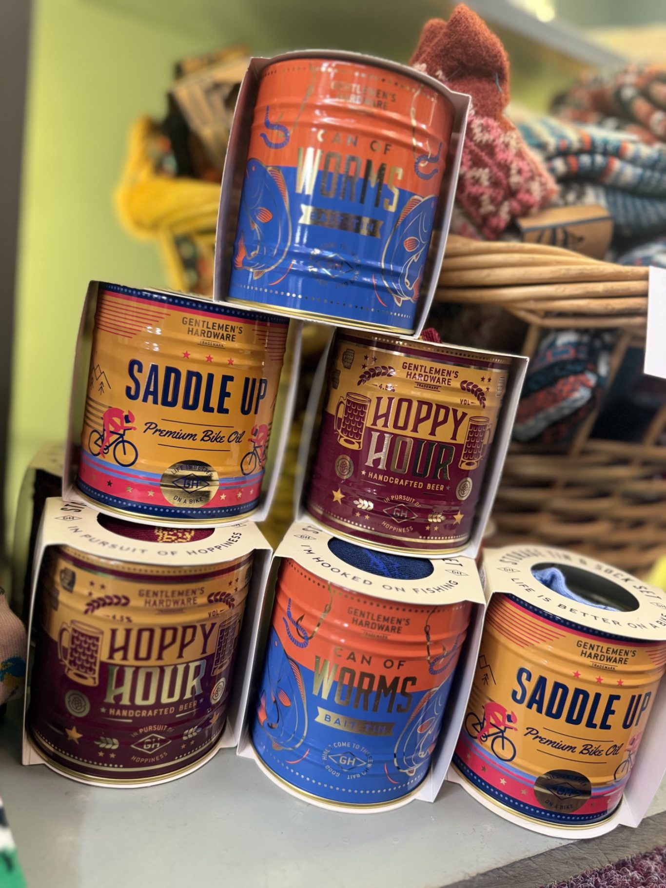Socks in a tin..