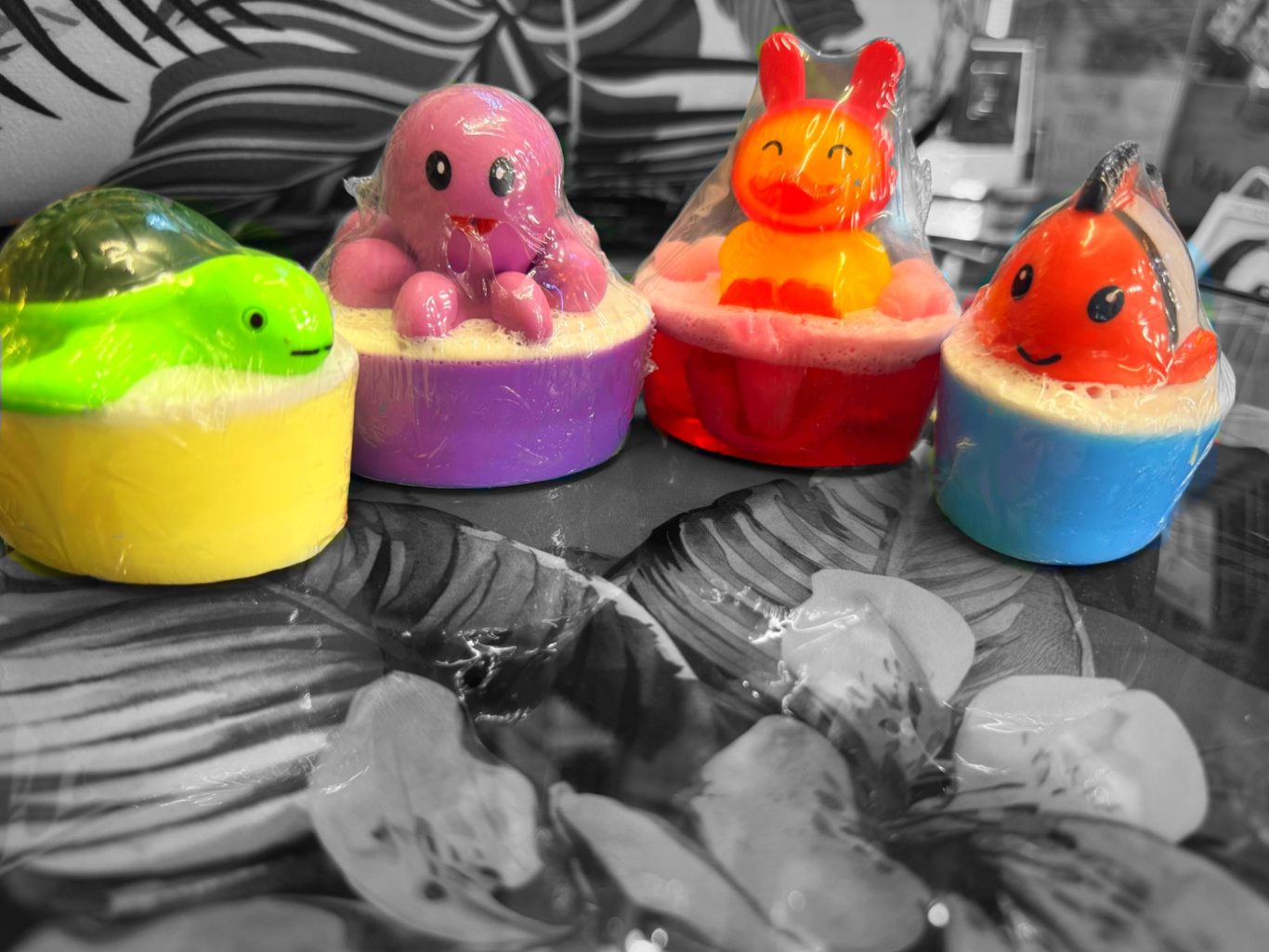 Handmade soaps with collectible toys –